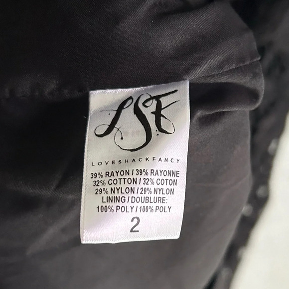 Loveshackfancy Lace Mini Dress Bell Sleeves Black Sz 2 Whimsigoth - Picture 4 of 6